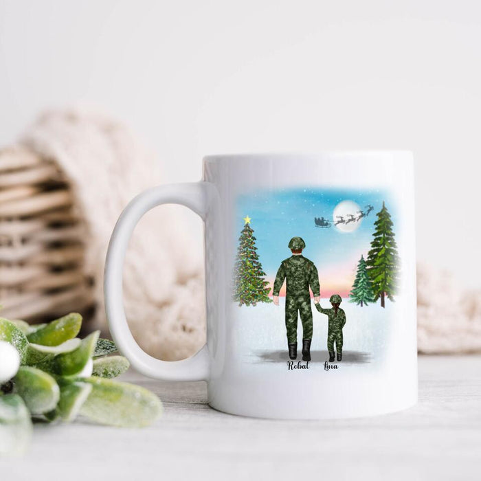 Custom Personalized Father and Kids Coffee Mug - Father With Upto 2 Kids - Christmas Gift For Father