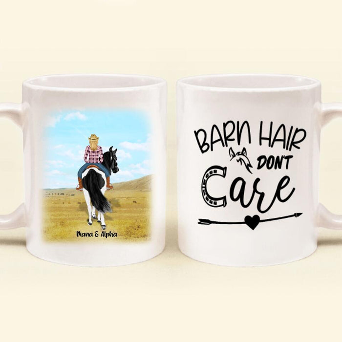Custom Personalized Horse Riding Coffee Mug - Best Gift For Horse Lover - Barn Hair Don't Care - TM5W8Q
