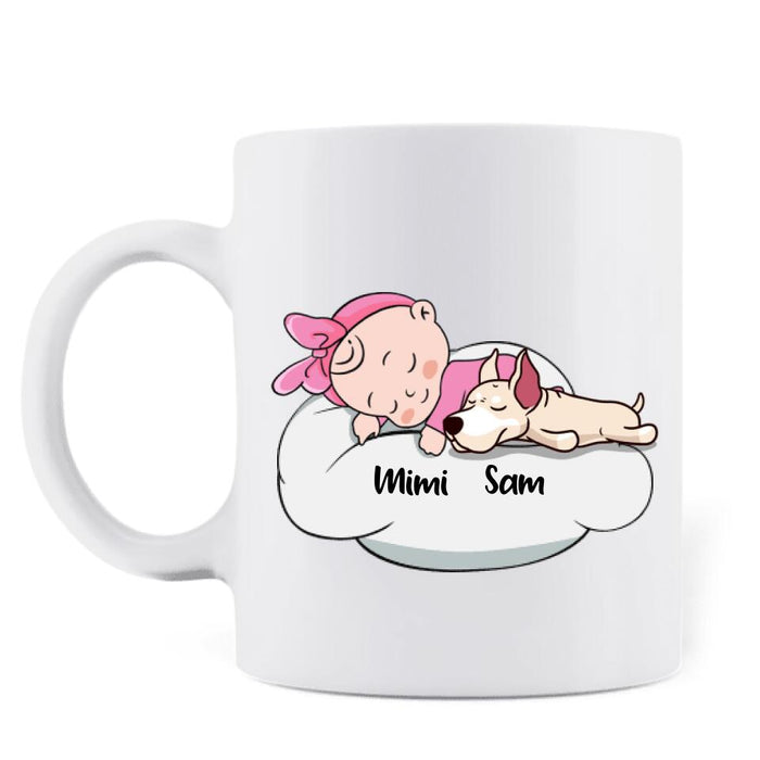 Custom Personalized Baby With Dog Coffee Mug Baby With Upto 3 Dogs - Best Gift For Mom - From Fur Mama To Baby Mama