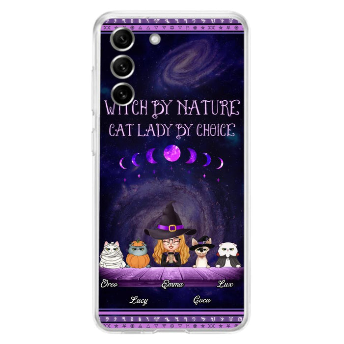 Custom Personalized Witch Phone Case for iPhone/ Samsung - Gift Idea For Halloween/ Pet Lovers with up to 4 Pets - Witch By Nature, Cat Lady By Choice