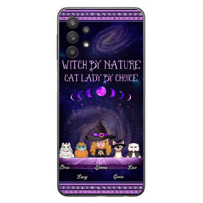 Custom Personalized Witch Phone Case for iPhone/ Samsung - Gift Idea For Halloween/ Pet Lovers with up to 4 Pets - Witch By Nature, Cat Lady By Choice