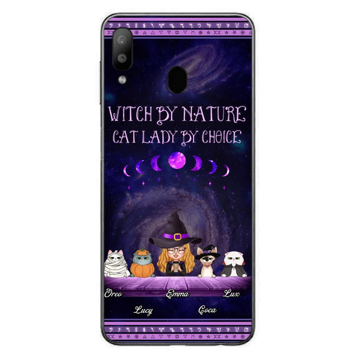 Custom Personalized Witch Phone Case for iPhone/ Samsung - Gift Idea For Halloween/ Pet Lovers with up to 4 Pets - Witch By Nature, Cat Lady By Choice