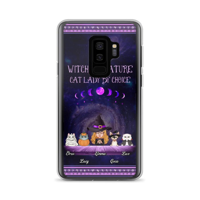 Custom Personalized Witch Phone Case for iPhone/ Samsung - Gift Idea For Halloween/ Pet Lovers with up to 4 Pets - Witch By Nature, Cat Lady By Choice