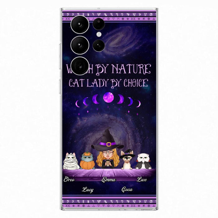 Custom Personalized Witch Phone Case for iPhone/ Samsung - Gift Idea For Halloween/ Pet Lovers with up to 4 Pets - Witch By Nature, Cat Lady By Choice