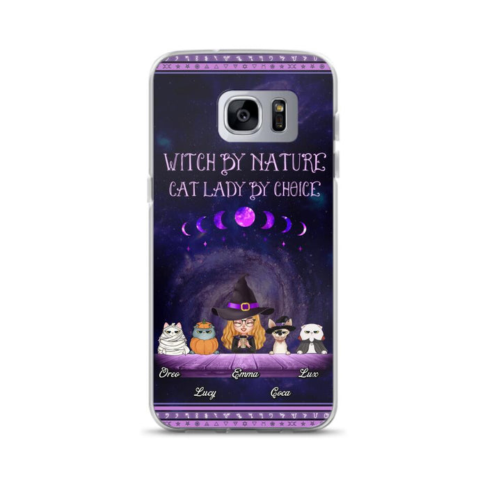 Custom Personalized Witch Phone Case for iPhone/ Samsung - Gift Idea For Halloween/ Pet Lovers with up to 4 Pets - Witch By Nature, Cat Lady By Choice