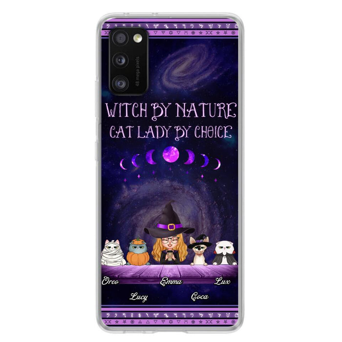 Custom Personalized Witch Phone Case for iPhone/ Samsung - Gift Idea For Halloween/ Pet Lovers with up to 4 Pets - Witch By Nature, Cat Lady By Choice