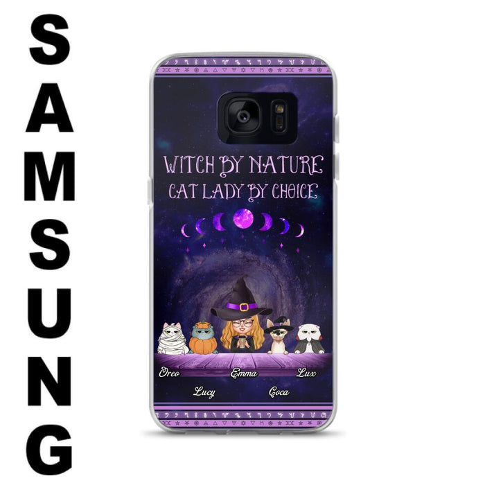 Custom Personalized Witch Phone Case for iPhone/ Samsung - Gift Idea For Halloween/ Pet Lovers with up to 4 Pets - Witch By Nature, Cat Lady By Choice