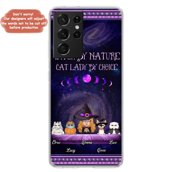 Custom Personalized Witch Phone Case for iPhone/ Samsung - Gift Idea For Halloween/ Pet Lovers with up to 4 Pets - Witch By Nature, Cat Lady By Choice