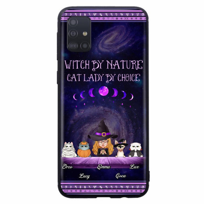 Custom Personalized Witch Phone Case for iPhone/ Samsung - Gift Idea For Halloween/ Pet Lovers with up to 4 Pets - Witch By Nature, Cat Lady By Choice