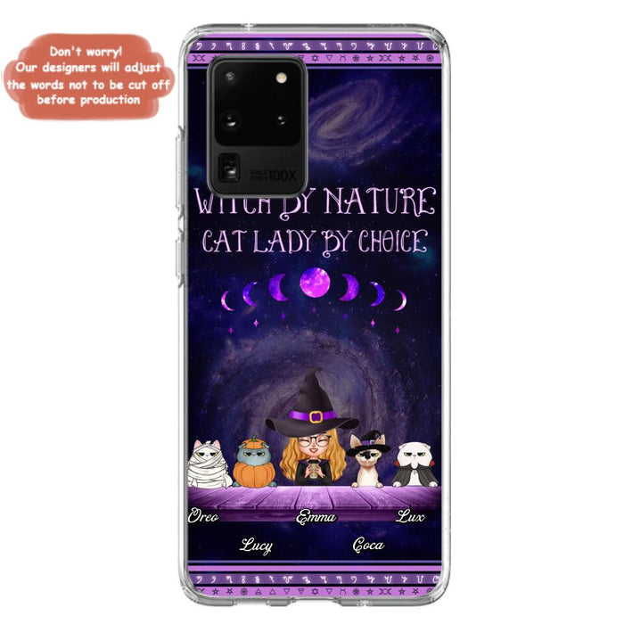 Custom Personalized Witch Phone Case for iPhone/ Samsung - Gift Idea For Halloween/ Pet Lovers with up to 4 Pets - Witch By Nature, Cat Lady By Choice