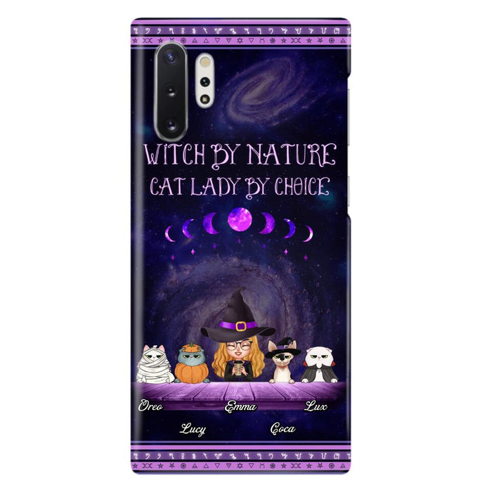 Custom Personalized Witch Phone Case for iPhone/ Samsung - Gift Idea For Halloween/ Pet Lovers with up to 4 Pets - Witch By Nature, Cat Lady By Choice