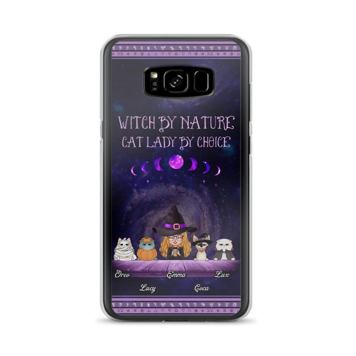 Custom Personalized Witch Phone Case for iPhone/ Samsung - Gift Idea For Halloween/ Pet Lovers with up to 4 Pets - Witch By Nature, Cat Lady By Choice