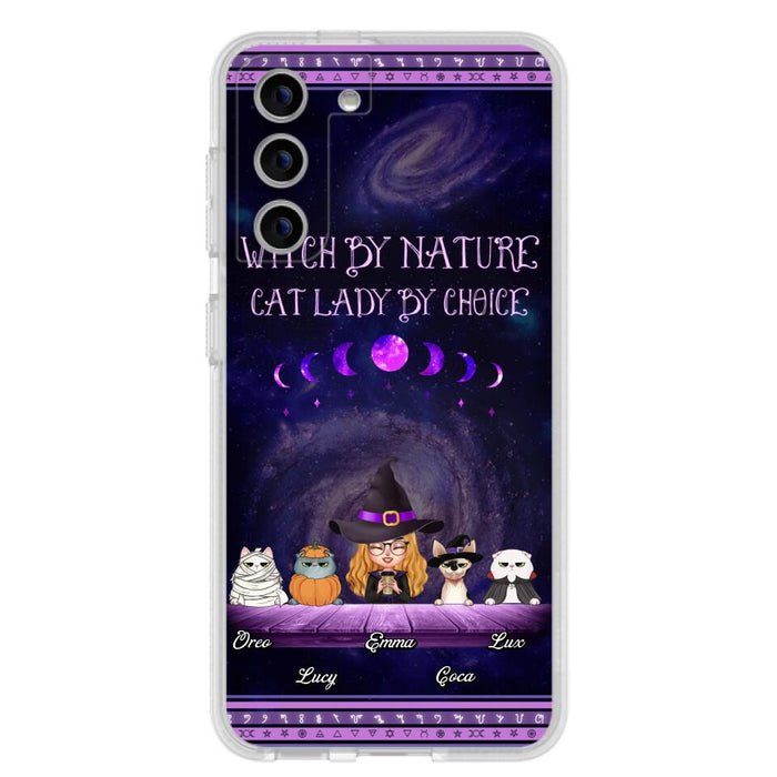 Custom Personalized Witch Phone Case for iPhone/ Samsung - Gift Idea For Halloween/ Pet Lovers with up to 4 Pets - Witch By Nature, Cat Lady By Choice