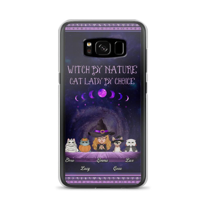 Custom Personalized Witch Phone Case for iPhone/ Samsung - Gift Idea For Halloween/ Pet Lovers with up to 4 Pets - Witch By Nature, Cat Lady By Choice