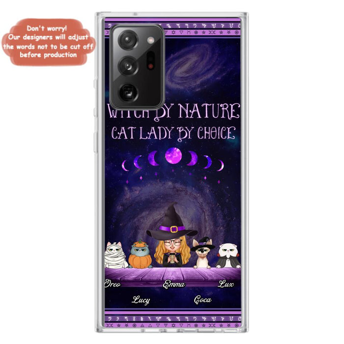 Custom Personalized Witch Phone Case for iPhone/ Samsung - Gift Idea For Halloween/ Pet Lovers with up to 4 Pets - Witch By Nature, Cat Lady By Choice