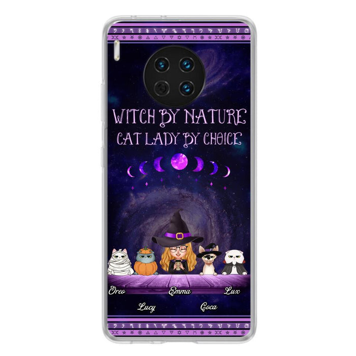 Custom Personalized Witch Phone Case for Huawei/Oppo/Xiaomi - Gift Idea For Halloween/ Pet Lovers with up to 4 Pets - Witch By Nature, Cat Lady By Choice