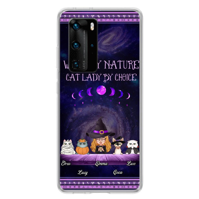 Custom Personalized Witch Phone Case for Huawei/Oppo/Xiaomi - Gift Idea For Halloween/ Pet Lovers with up to 4 Pets - Witch By Nature, Cat Lady By Choice