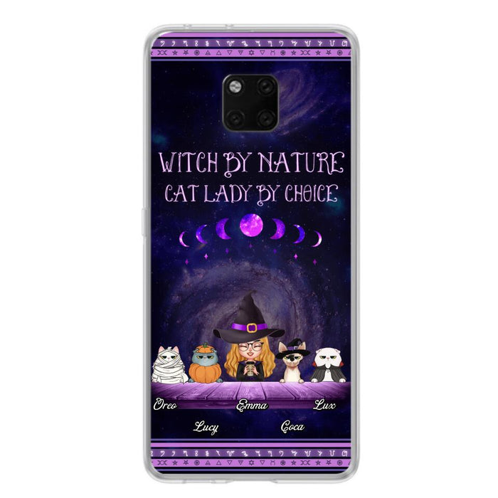 Custom Personalized Witch Phone Case for Huawei/Oppo/Xiaomi - Gift Idea For Halloween/ Pet Lovers with up to 4 Pets - Witch By Nature, Cat Lady By Choice