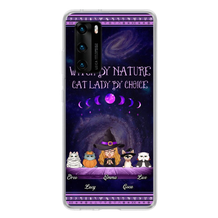 Custom Personalized Witch Phone Case for Huawei/Oppo/Xiaomi - Gift Idea For Halloween/ Pet Lovers with up to 4 Pets - Witch By Nature, Cat Lady By Choice