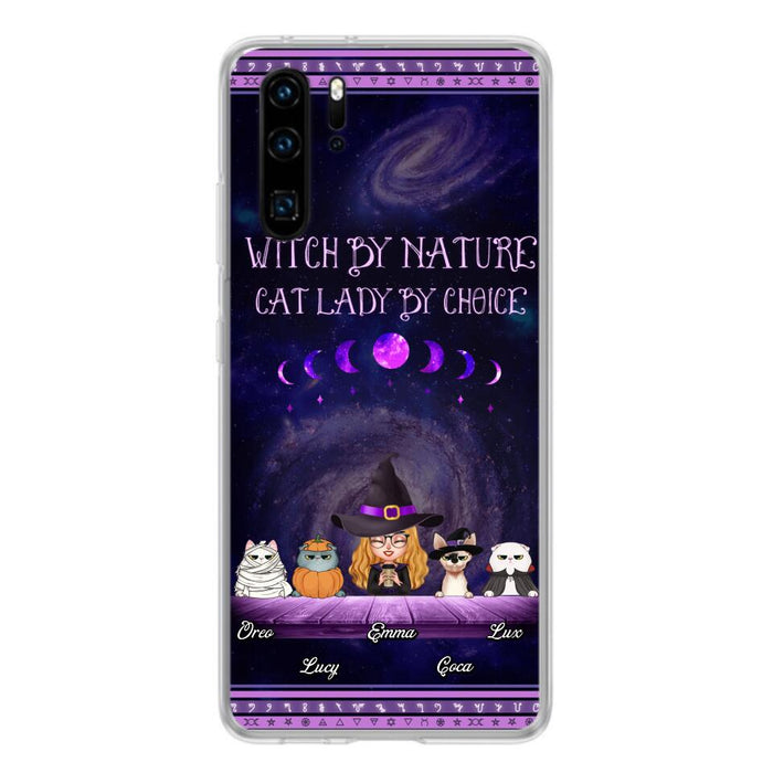 Custom Personalized Witch Phone Case for Huawei/Oppo/Xiaomi - Gift Idea For Halloween/ Pet Lovers with up to 4 Pets - Witch By Nature, Cat Lady By Choice