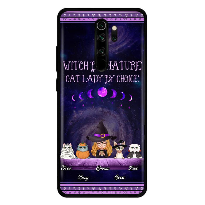 Custom Personalized Witch Phone Case for Huawei/Oppo/Xiaomi - Gift Idea For Halloween/ Pet Lovers with up to 4 Pets - Witch By Nature, Cat Lady By Choice