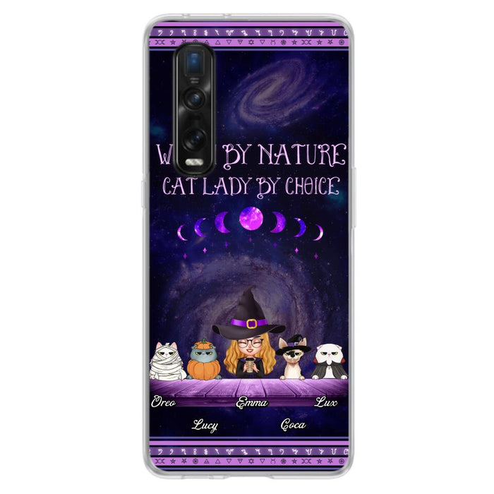 Custom Personalized Witch Phone Case for Huawei/Oppo/Xiaomi - Gift Idea For Halloween/ Pet Lovers with up to 4 Pets - Witch By Nature, Cat Lady By Choice