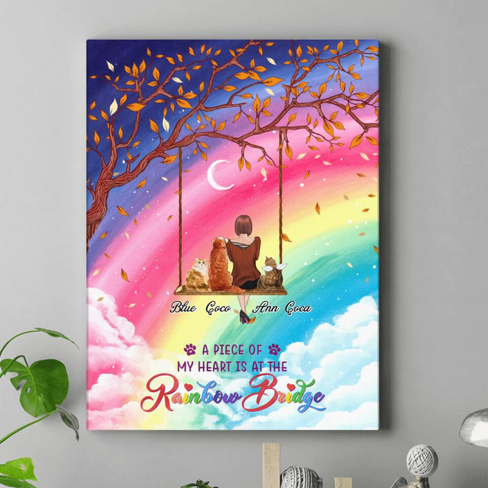 Custom Personalized Pet Mom Canvas - Memorial Gift For Dog/ Cat Lover - A Piece Of My Heart Is At The Rainbow Bridge