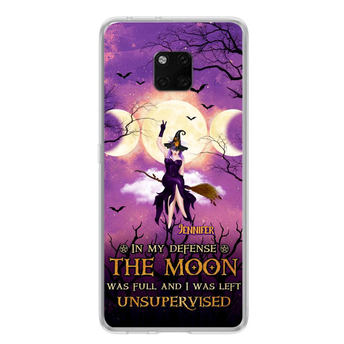 Custom Personalized Witch Riding Broom Phone Case - Halloween Gift Idea For Friends - In My Defense The Moon Was Full And I Was Left Unsupervised - Case For Xiaomi, Oppo And Huawei