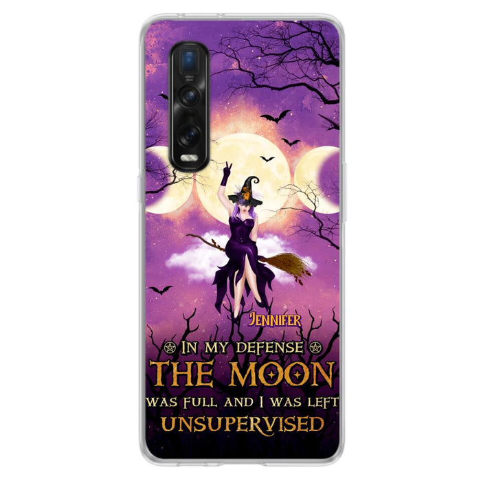 Custom Personalized Witch Riding Broom Phone Case - Halloween Gift Idea For Friends - In My Defense The Moon Was Full And I Was Left Unsupervised - Case For Xiaomi, Oppo And Huawei