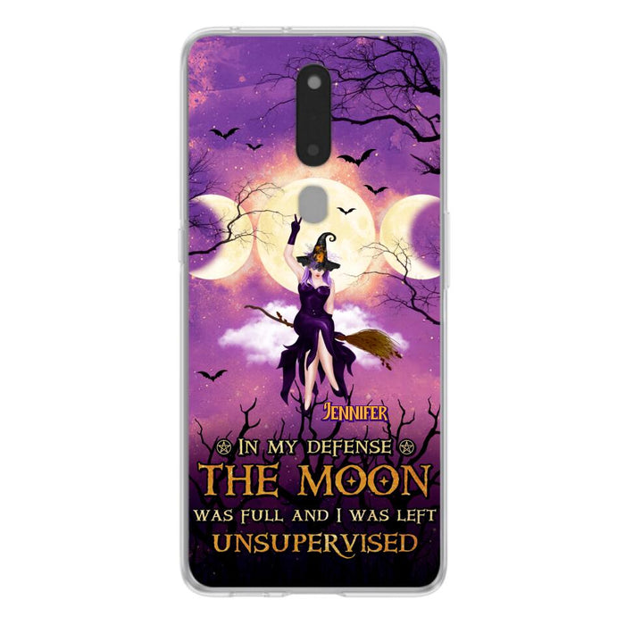 Custom Personalized Witch Riding Broom Phone Case - Halloween Gift Idea For Friends - In My Defense The Moon Was Full And I Was Left Unsupervised - Case For Xiaomi, Oppo And Huawei