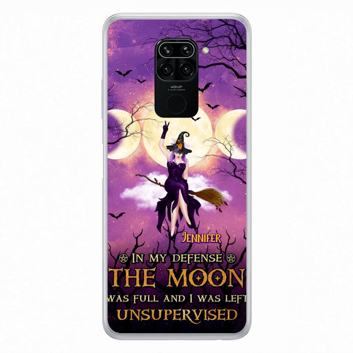 Custom Personalized Witch Riding Broom Phone Case - Halloween Gift Idea For Friends - In My Defense The Moon Was Full And I Was Left Unsupervised - Case For Xiaomi, Oppo And Huawei