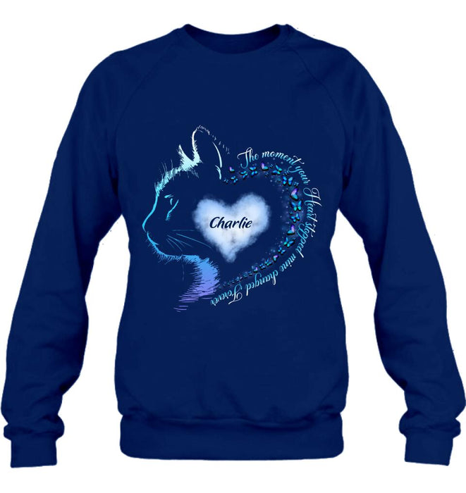 Custom Personalized Memorial Cat Shirt/ Hoodie - Memorial Gift For Cat Lover - The Moment Your Heart Stopped Mine Changed Forever