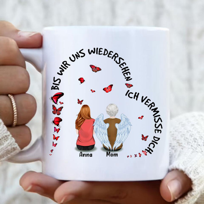 Custom Personalized Memorial Family Coffee Mug - Upto 4 People - Memorial Gift Idea For Family - Germany Quotes - Bis Wir Uns Wiedersehen
