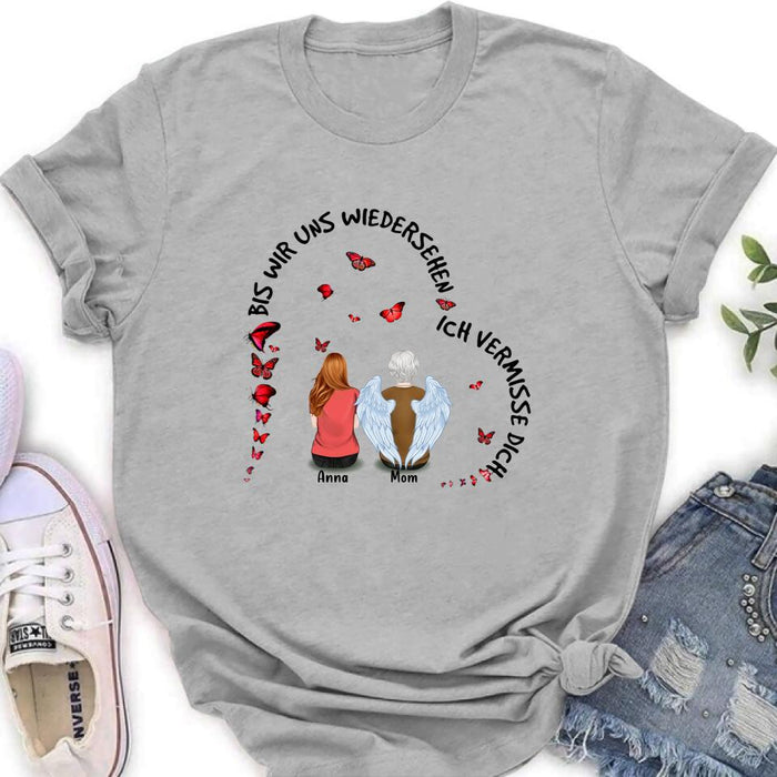 Custom Personalized Memorial Family Shirt/ Hoodie - Upto 4 People - Memorial Gift Idea For Family - Germany Quotes - Bis Wir Uns Wiedersehen