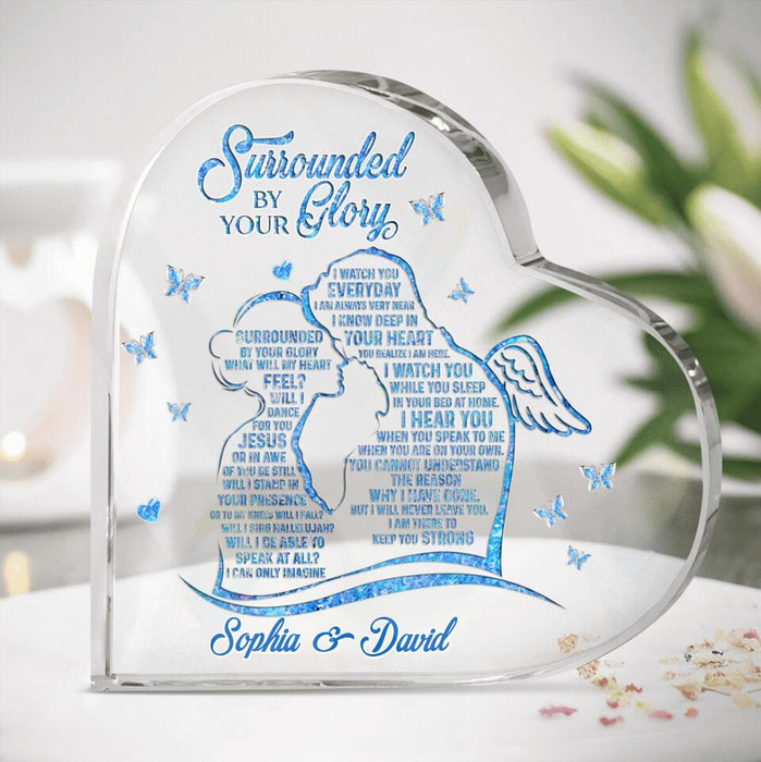 Custom Personalized Memorial Crytal Heart - Gift Idea For Husband In Heaven - Customized Name - Surrounded By Your Glory