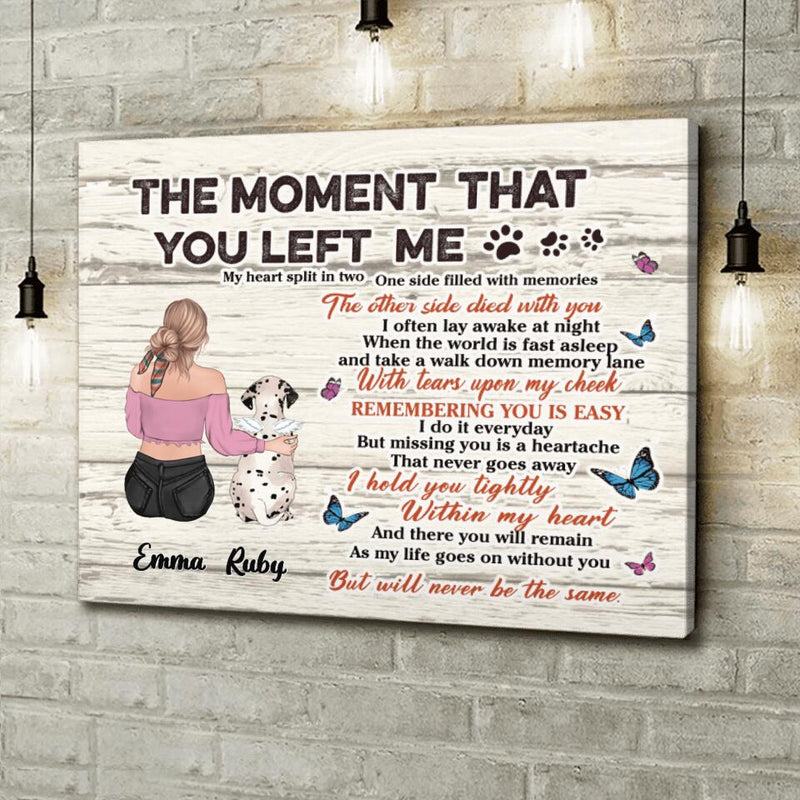 Personalized Memorial Pet Canvas - Up to 5 Dogs/Cats/Rabbits - Memorial Gift Idea For Dog/Cat/Rabbit Lovers - The Moment That You Left Me
