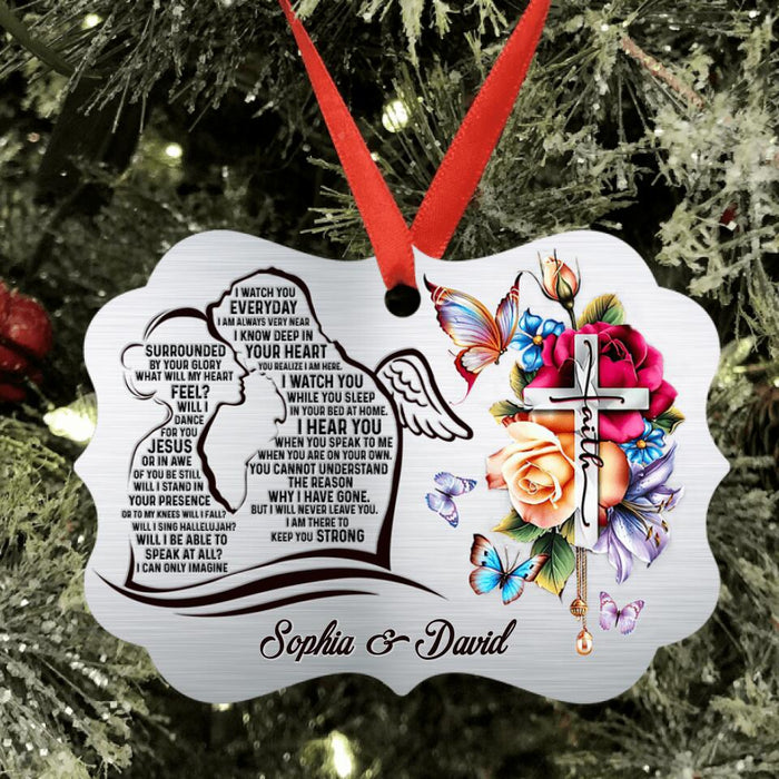 Custom Personalized Rectangle Ornament - Memorial Gift Idea For Husband In Heaven - Customized Name - Surrounded By Your Glory