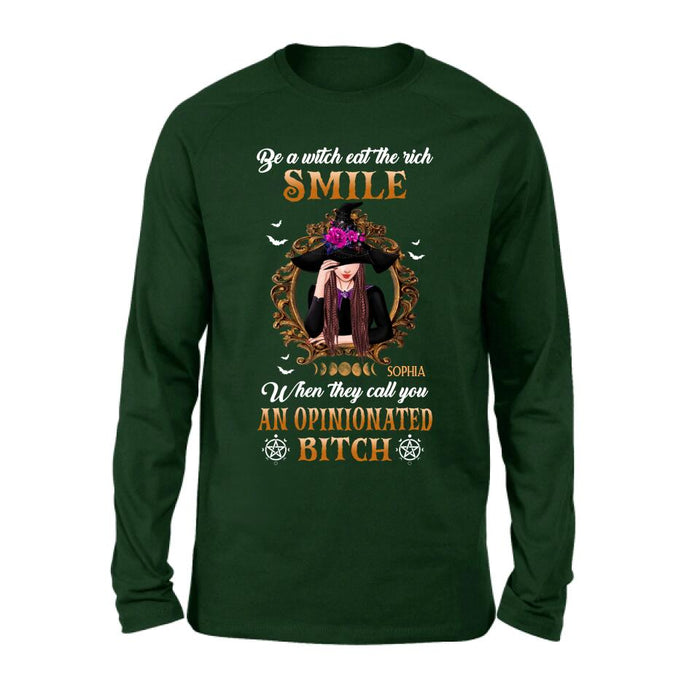 Custom Personalized Witch T-Shirt/ Long Sleeve/ Sweatshirt/ Hoodie - Gift Idea For Halloween/Friends - Be A Witch Eat The Rich