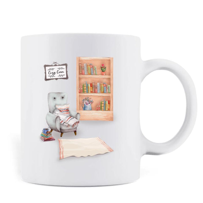 Custom Personalized Reading Pet Mom Mug - Upto 5 Pets - Best Gift For Dog/ Cat Lovers