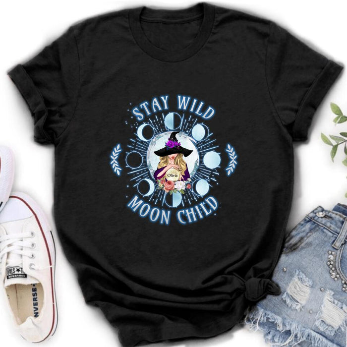 Custom Personalized Witch T-shirt/ Long Sleeve/ Sweatshirt - Halloween Gift Idea - Stay Wild Moon Child