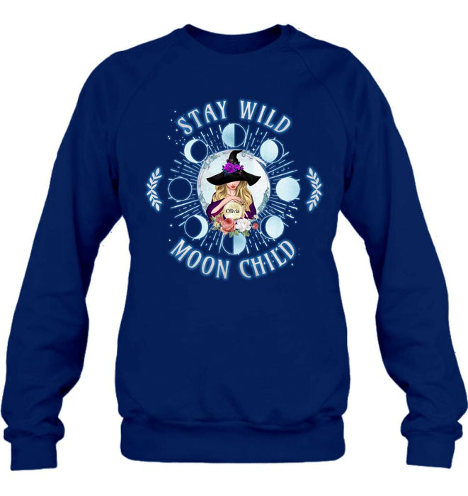 Custom Personalized Witch T-shirt/ Long Sleeve/ Sweatshirt - Halloween Gift Idea - Stay Wild Moon Child