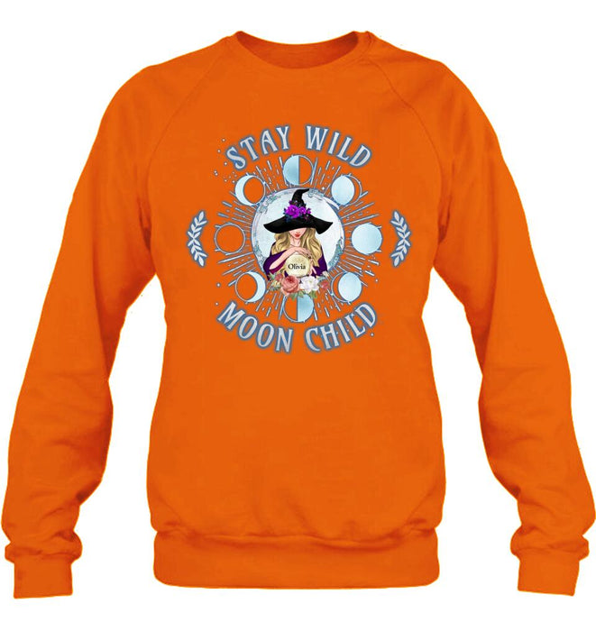 Custom Personalized Witch T-shirt/ Long Sleeve/ Sweatshirt - Halloween Gift Idea - Stay Wild Moon Child