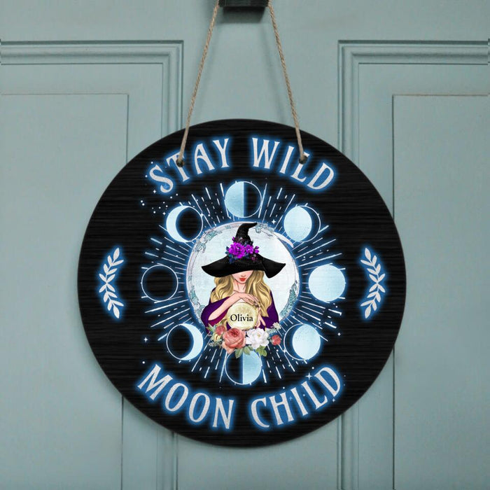 Custom Personalized Witch Wooden Sign - Halloween Gift Idea - Stay Wild Moon Child