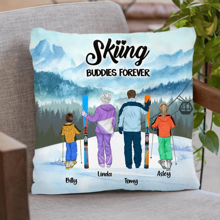 Custom Personalized Skiing Pillow Cover - Gift idea for the whole family, skiing lovers - Skiing Buddies Forever