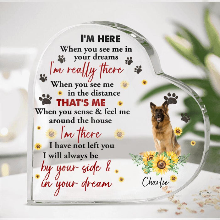 Custom Personalized Memorial Dog Photo Heart-Shaped Acrylic Plaque - Gift Idea For Dog Lover - I'm Here
