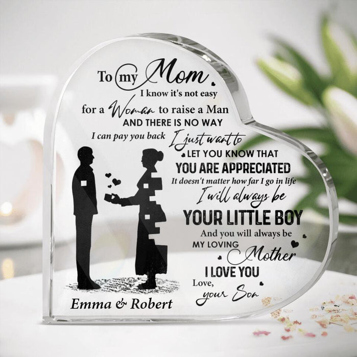 Custom Personalized Mom And Son Crystal Heart - Gift Idea For Mother's Day - To My Mom