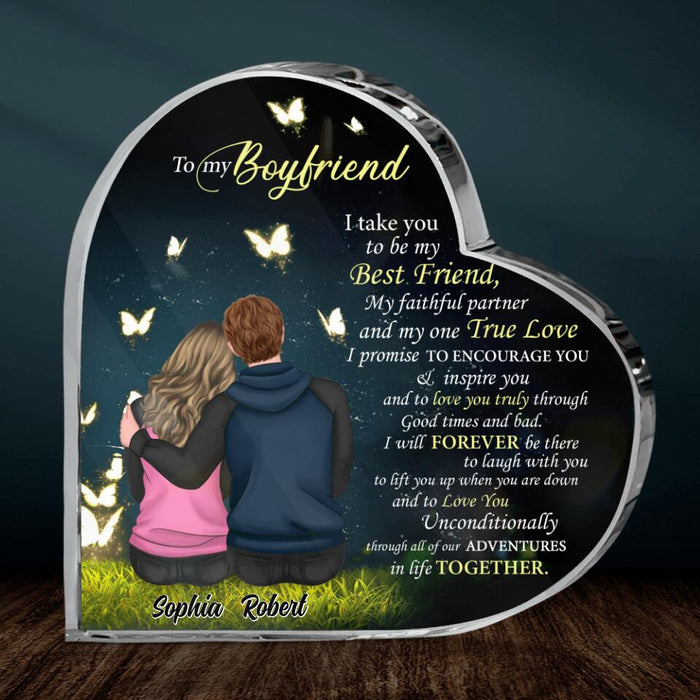 Custom Personalized Couple Crystal Heart - Gift Idea  For Boyfriend/ Girlfriend/ Husband/ Wife - To My Boyfriend I Take You To Be My Best Friend