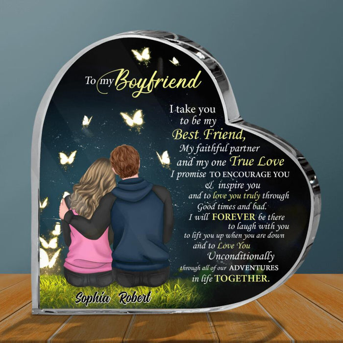 Custom Personalized Couple Crystal Heart - Gift Idea  For Boyfriend/ Girlfriend/ Husband/ Wife - To My Boyfriend I Take You To Be My Best Friend