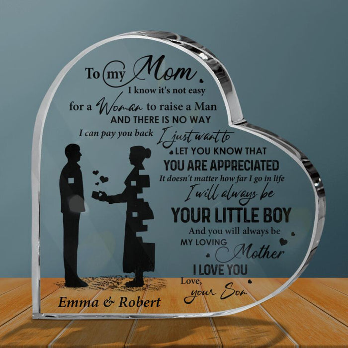 Custom Personalized Mom And Son Crystal Heart - Gift Idea For Mother's Day - To My Mom