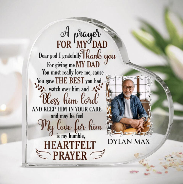 Custom Personalized Photo Dad Crystal Heart -  Best Gift Idea For Dad - A Prayer For My Dad